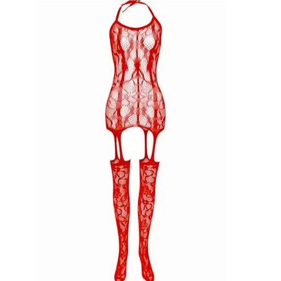 Body Stocking Sheer Mesh Open Crotch Lingerie - Picture 1 of 5